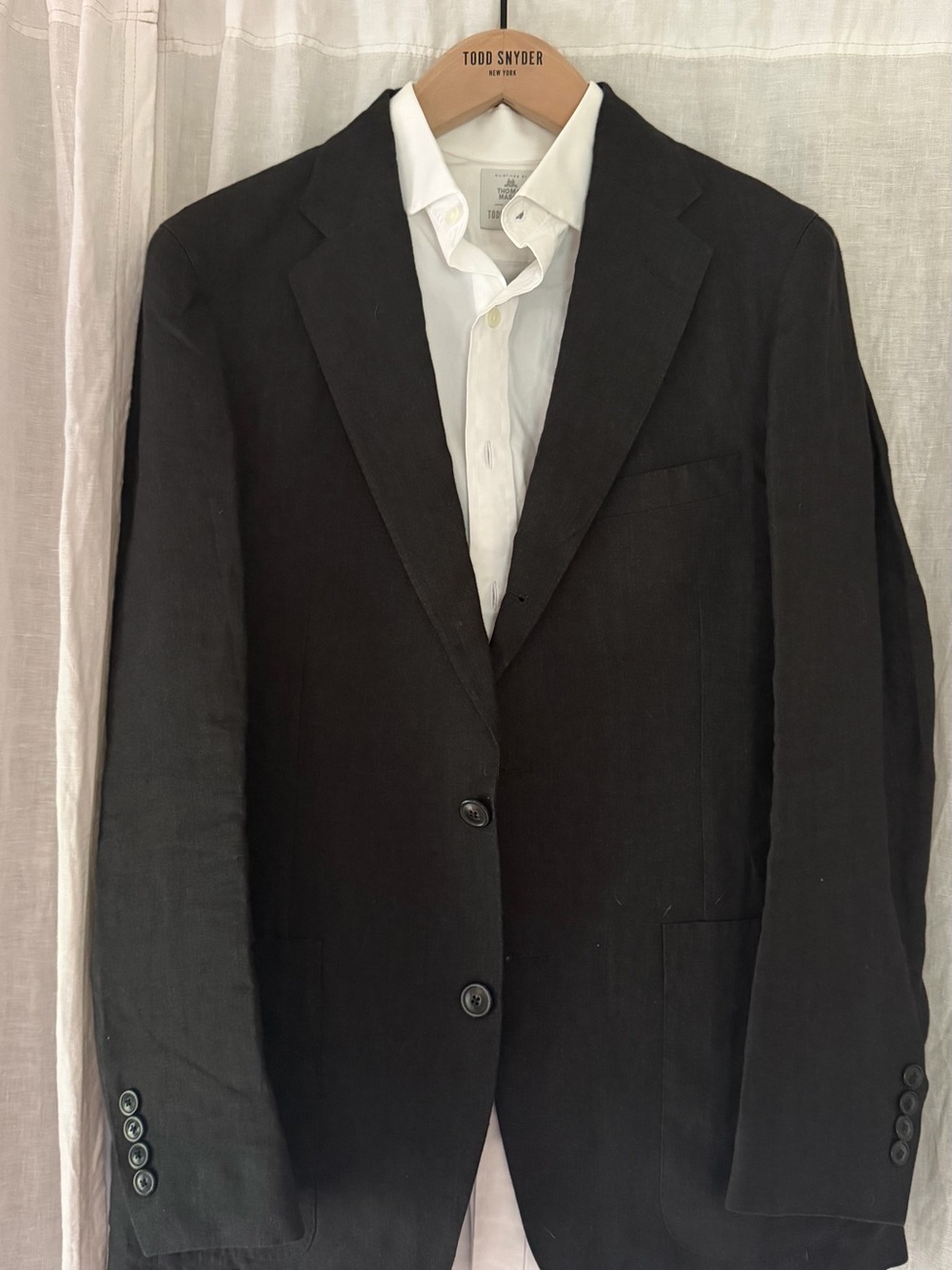 Todd Snyder Black Linen Two-Button Blazer